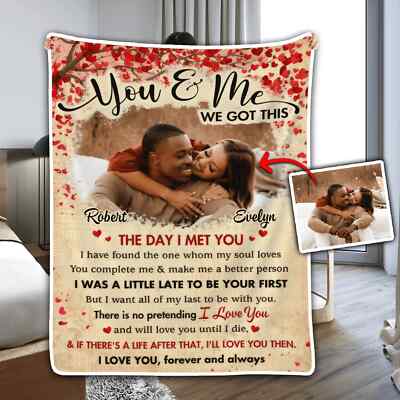 Custom Photo You & Me Valentine Blanket Personalized Headband, Wife Gift