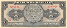 Mexico  1  Peso  25.1.1961  Series JR  Prefix  J  Circulated Banknote MeE1