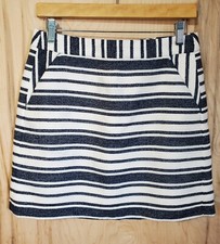 Banana Republic Blue and White Woven Striped Skirt Lined Pockets Sz 4P NWT