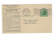 1942 UX27 Postal Cards Camden NY, Advertising Mystic STAMP Co.