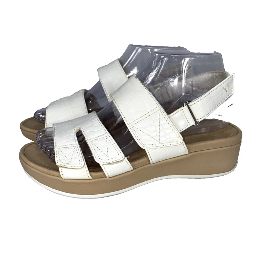 Vionic Roma Platform Wedge Sandal Womens Sz 6 Slingback Adjustable White Straps - Image 2 of 4