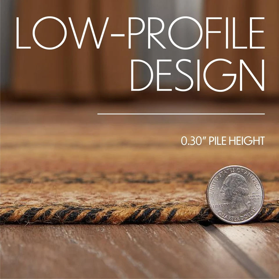 Alfombra primitiva a rayas bronceado yute Kettle Grove decoración de medio círculo con almohadilla para el piso 16... Foto 4 de 4