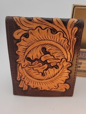 Ranger Belt Co. Western Mens Bi-Fold Wallet Hand Tooled Genuine Leather Brown 5"