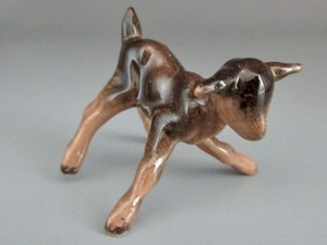 Retired Hagen Renaker Miniature Head Standing Goat Kid - Repaired back leg