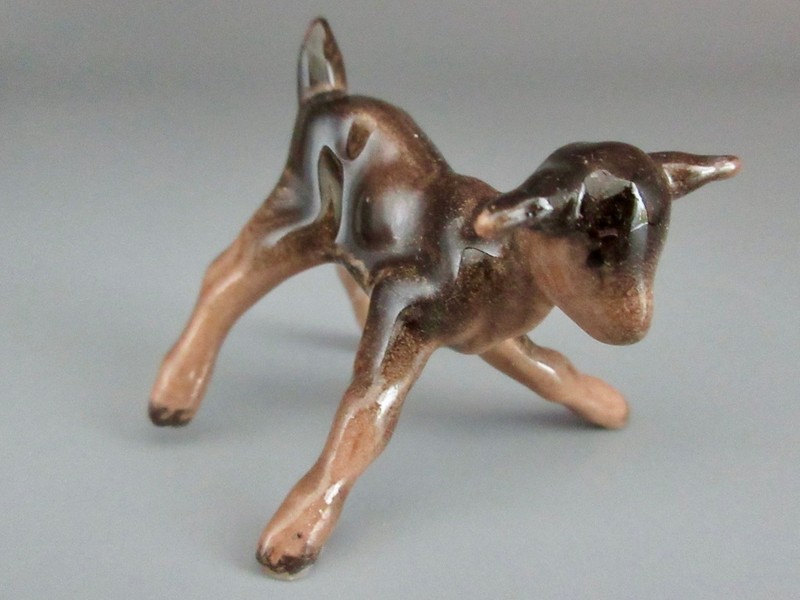 Retired Hagen Renaker Miniature Head Standing Goat Kid - Repaired back leg