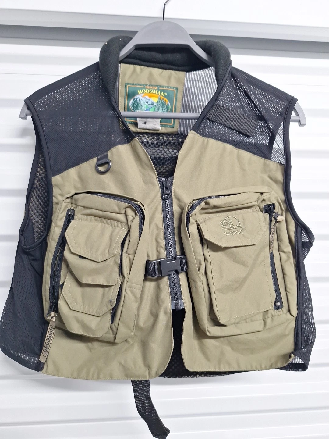 Hodgman Fishing Vest Men's Small Outdoor Yellow Ripstop Mesh Zip Pockets- W1