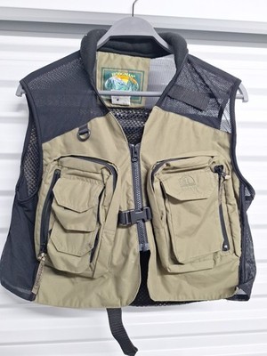 Hodgman Fishing Vest Men's Small Outdoor Yellow Ripstop Mesh Zip Pockets- W1