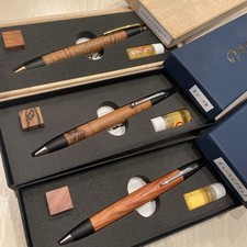 Lot de 3 stylos à bille vintage Nohara Kogei / bois presque comme neufs du Ja...
