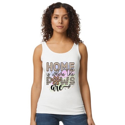 Home Is Where The Damen Trägershirt Tank Top Pfotenabdruck Hundeliebhaber Geschenk für Sie