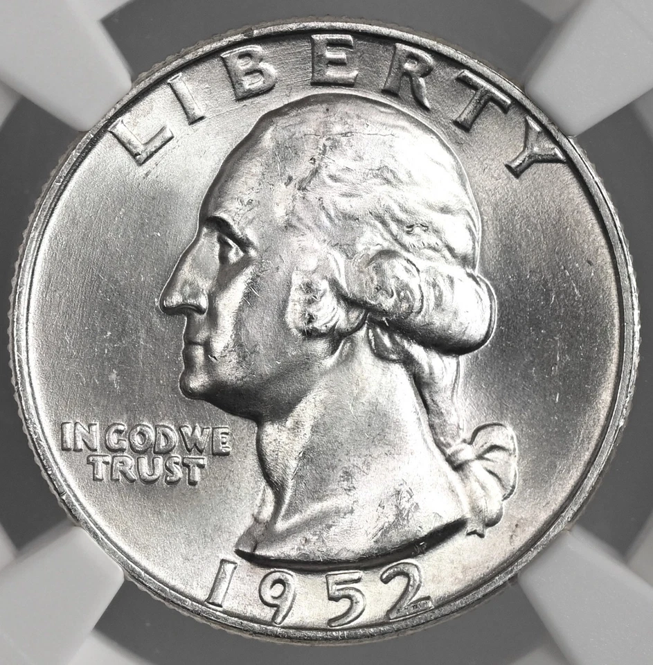 1952-D  25C WASHINGTON SILVER QUARTER "DENVER MINT" NGC MS65 #8343474-065 - Image 2 of 4