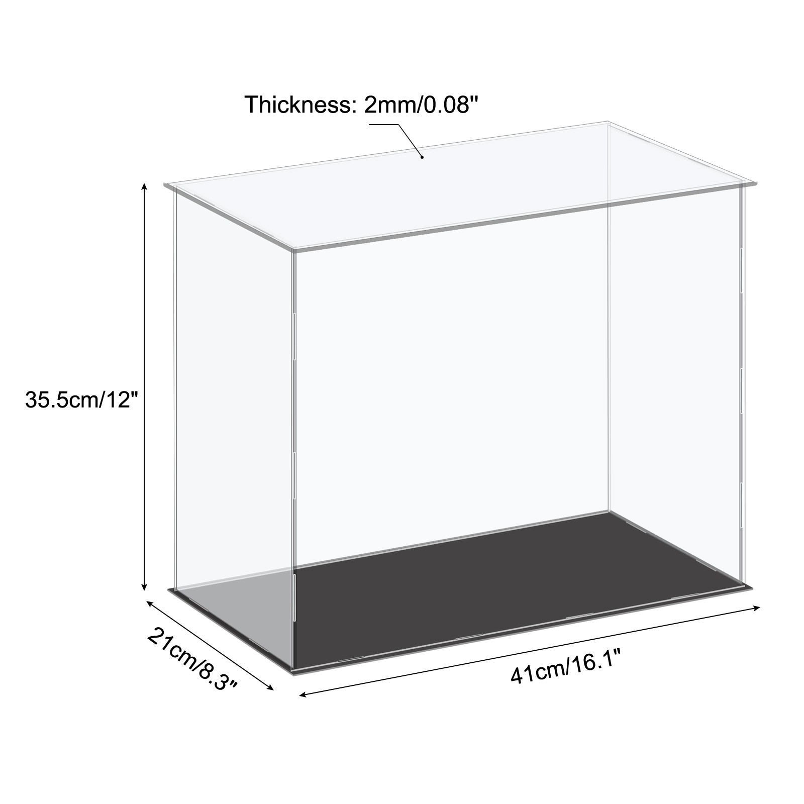 Acrylic Display Case Plastic Box Cube Storage Box Clear 41x21x35.5cm