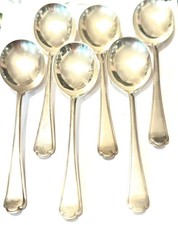 Set of 6 Silver Walker and Hall Soup Spoons  #175