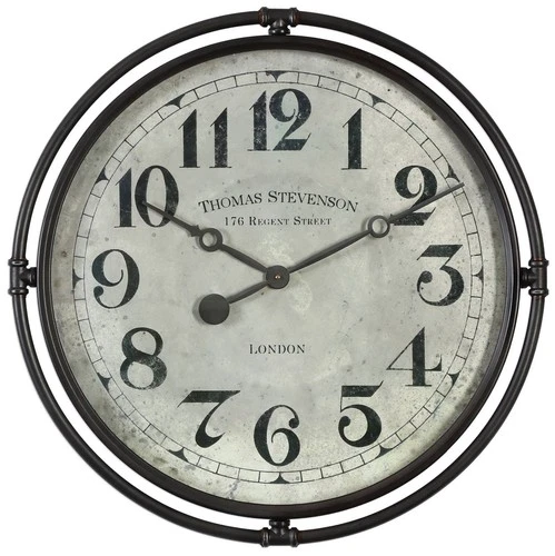 Nakul 30" Round Rustic Industrial Wall Clock by Uttermost - Picture 2 of 3