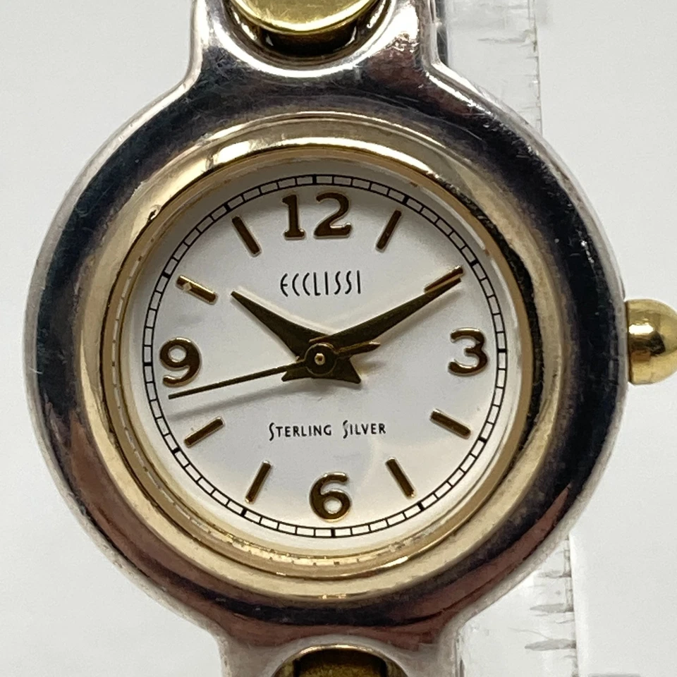 Reloj Ecclissi Plata Esterlina Mujer Dos Tonos .925 Estuche y Correa Batería Nueva 7" Foto 2 de 4