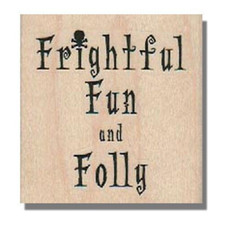 Mounted Rubber Stamp, Fun Halloween Words, Phrase,Skull,Scary,Spooky,Party,Night