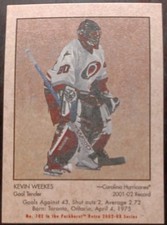 2002 - 2003 ITG Parkhurst Kevin Weekes Retro Mini Hurricanes Hockey Card