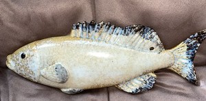 MCM Ceramic Glazed Hand Painted Fish Wall Hanging  13” X 5”