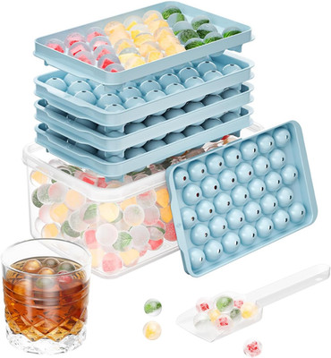 3 Pack Ice Trays for Freezer, 99 PCS Ice Cube Tray with Lid and Bin, Round Ice C