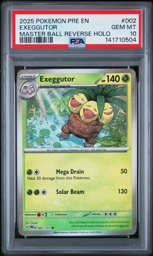 PSA 10 Exeggutor (Master Ball Pattern) 002/131 Sv: Prismatic Evolutions Holo