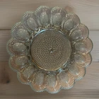 Vintage  Indiana Glass Crystal Hobnail Deviled Egg 11” Serving Plate CottageCore