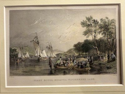 Antique 19th Century Hand-Colored Steel Engraving Lake District, England