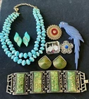 Huge Vintage Jewelry Lot Lucite Bakelite Necklace Brooch Earring Bracelet Pin