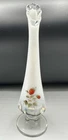 FENTON Glass Opalescent Hand Painted Strawberry Bud Vase Artist Signed. So Sweet