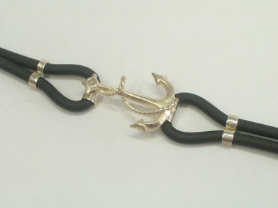 Cozzi Gioielli Bracelet with ANCHOR and Rope in Silver 925 and Rubber - Nautical