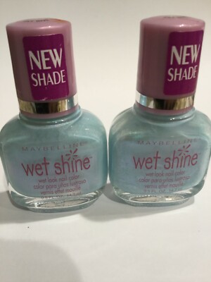 LOT OF 2 Maybelline Wet Shine Wet Look Nail Color Polish SKY DIVE .5 ozs EA