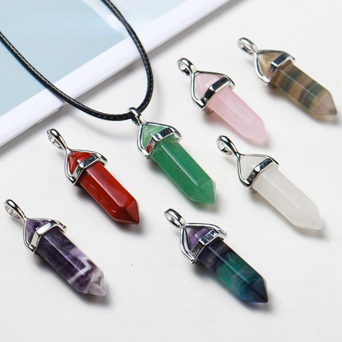 20pz Collana Ciondolo Chakra Pietra Naturale Cristallo Punto Quarzo - Foto 2 di 6
