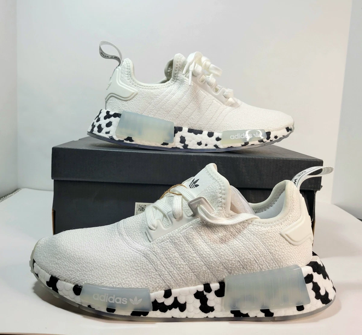 NMD R1 Prime Knit Boost Sneakers Shoes White Black GS size 5.5, 6.5, 7 eBay