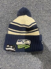 SEATTLE SEAHAWKS New Era Official On Field NFL Pom Knit Beanie-New With Tags- D