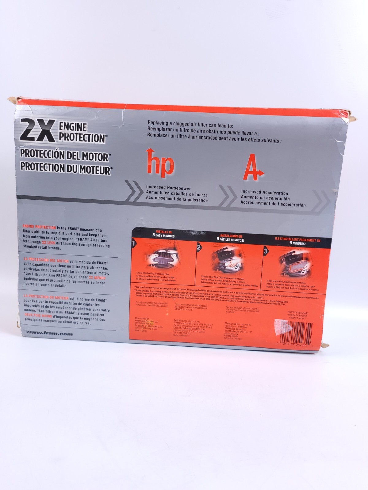 FRAM CA8755A Extra Guard Flexible Rectangular Panel Air Filter