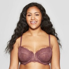 Women's Unlined Balconette Bra -Burgundy Mist 32DDD - Auden