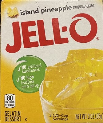 Jello ISLAND PINEAPPLE Gelatin Dessert 3 oz Box Jell-O - NEW FREE SHIPPING