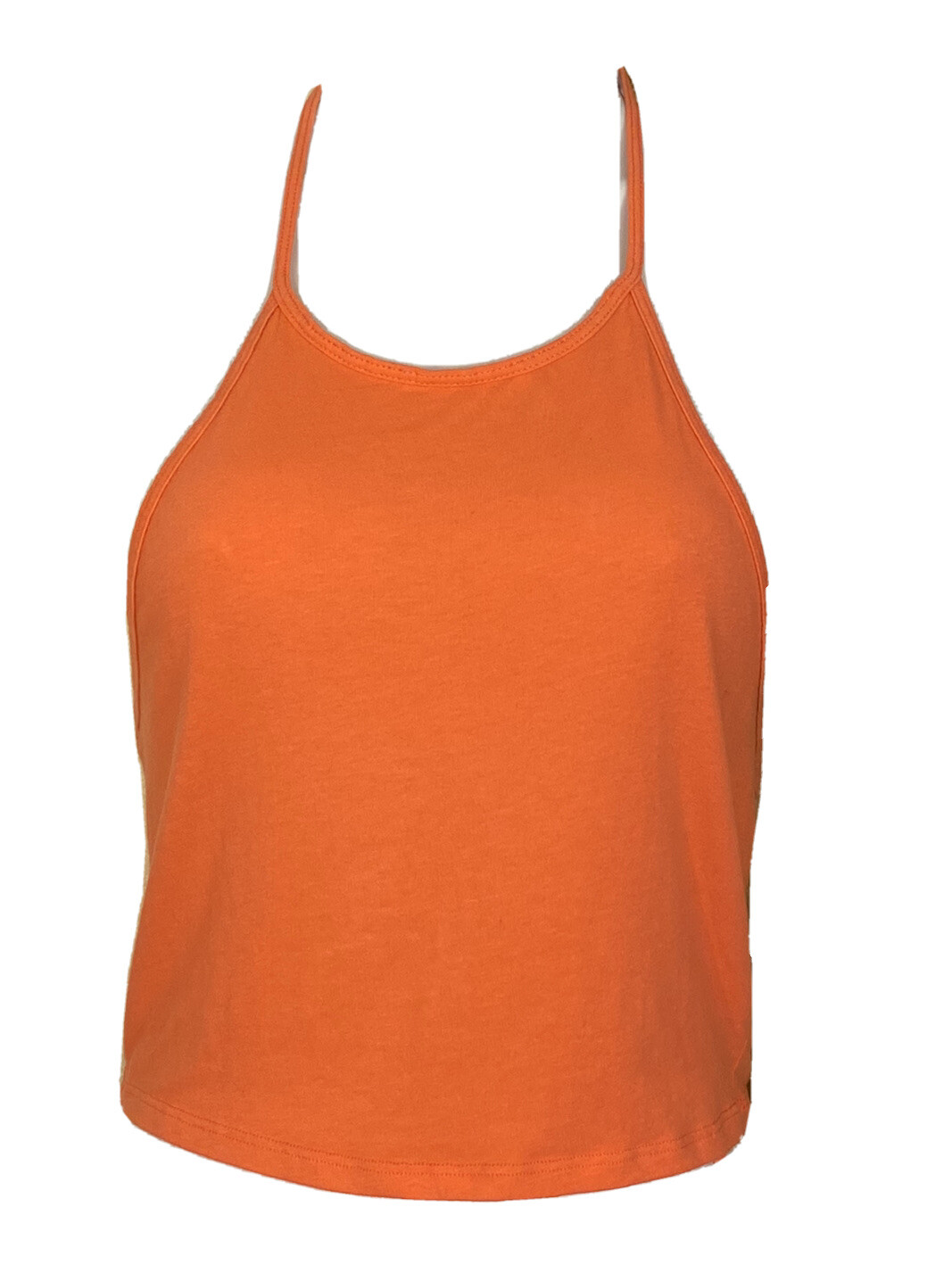 Garage Medium Bright Neon Hot Peach Pink Halter Tie Back Crop Top