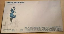 1905 Santa Cruz CA California Envelope Cover Season Concerts, Casino Population