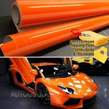 240" x 60" Super Gloss Orange Vinyl Film Wrap Sticker Air Bubble Free 20ft x 5ft