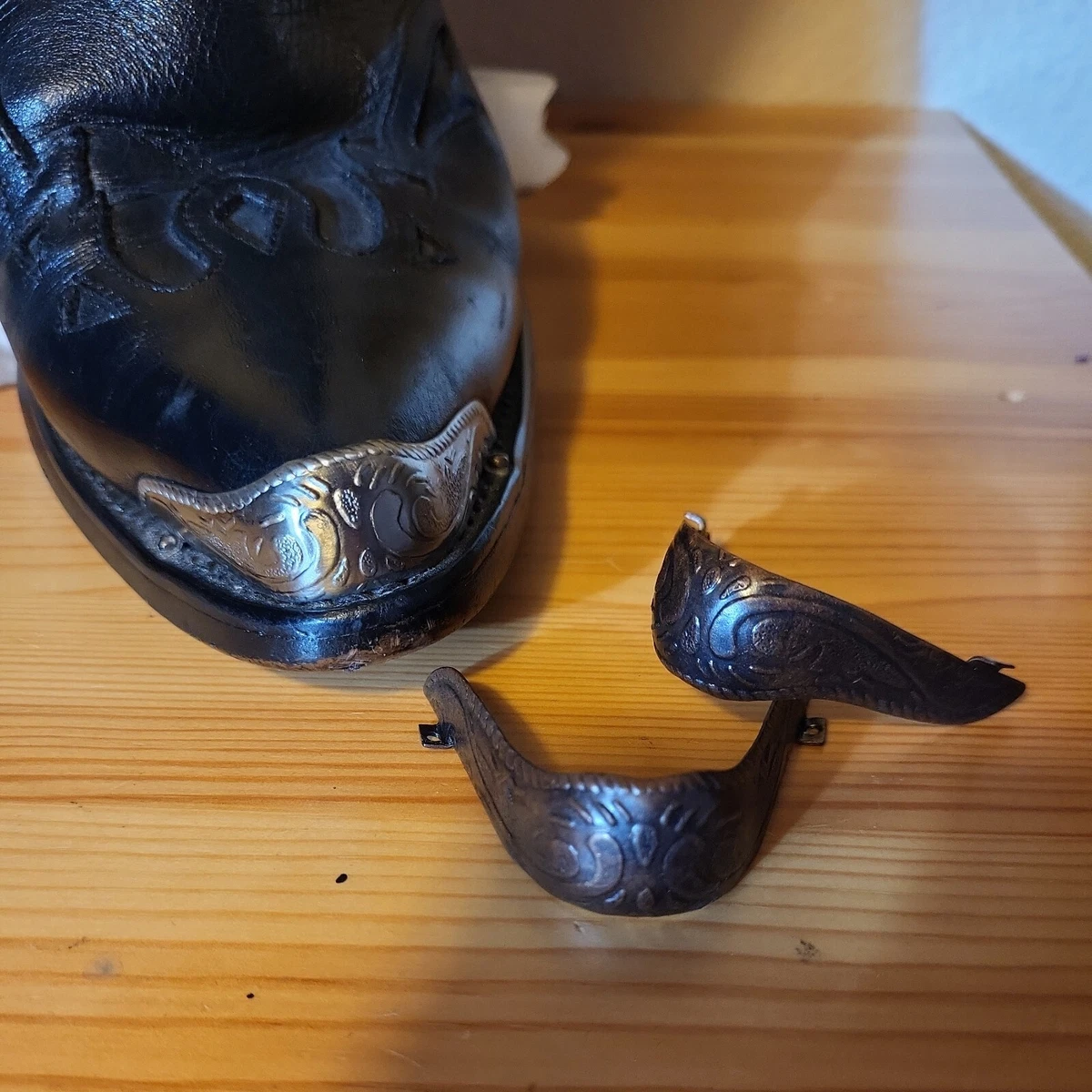 Dark Copper colored Cowboy Boot Tips Toe Plates Guards for Pointy J Toed Boot