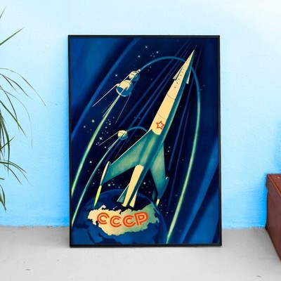 Soviet space, USSR 1958   Soviet retro space poster, Soviet vintage art print