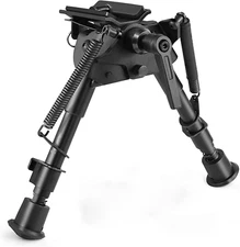 6-9 Inch Tactical Swivel Bipod Foldable Notched Legs Pivot Tilt for Shooting
