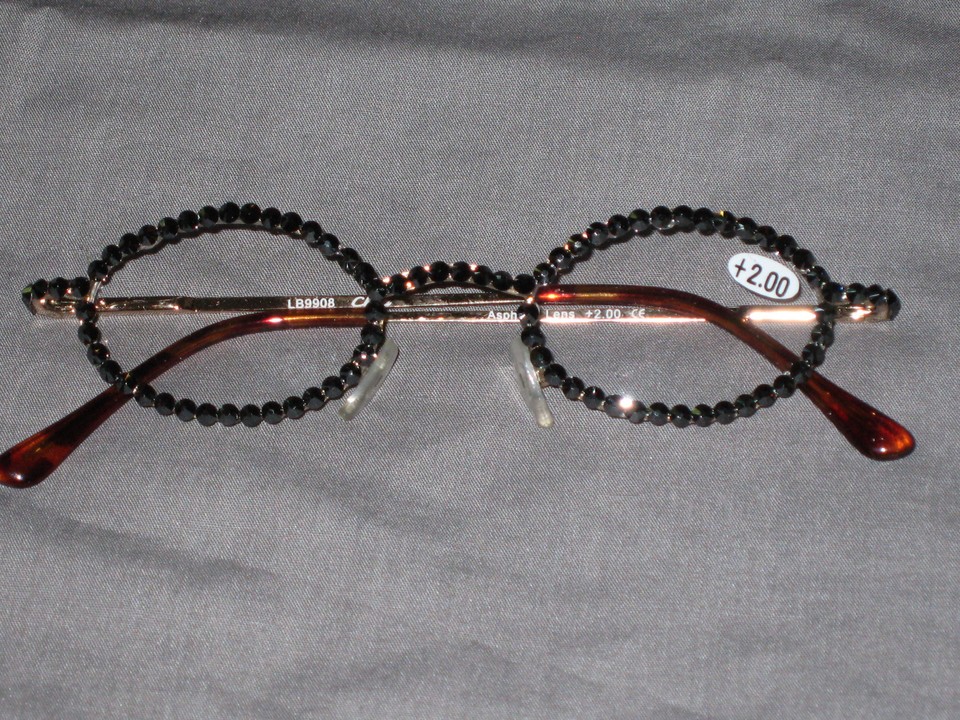 Made with Swarovski Crystal Jeweled Reading Glasses Bling +2.00 Frames