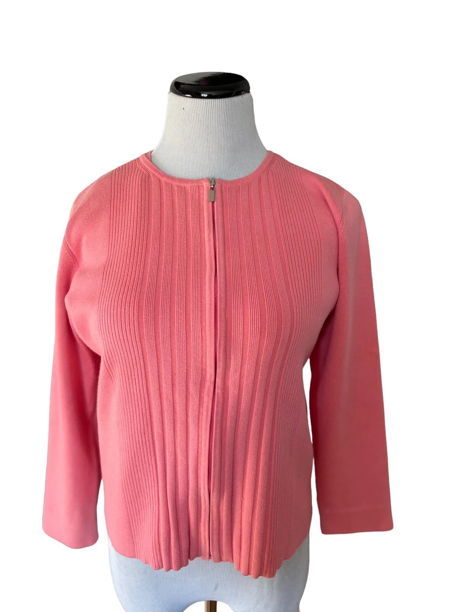 Kate Hill Petite Womens Rib Knit Tank Cardigan Twin Set Size PL 2 Piece Zip Set