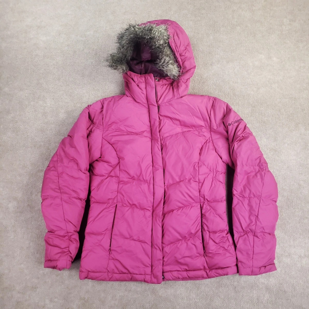 Columbia pink top puffer jacket