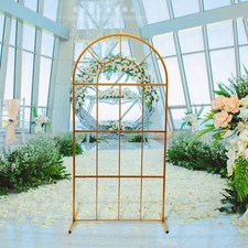 Golden Metal Arch Frame Round Top Balloon Display Wedding Party Backdrop Stand