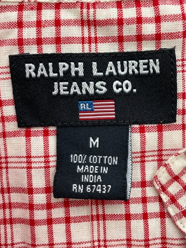 Ralph Lauren Jeans Co Red Basic Button Down Check Plaid Shirt Men's MEDIUM NWT - Picture 10 of 11