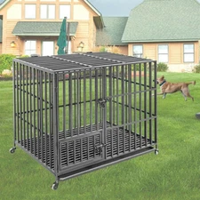38" 42" 46" Heavy Duty Dog Crate Kennel Indoor Outdoor Pet Cage Playpen Lockable