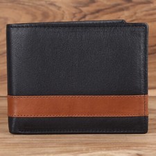 Genuine Leather Minimalist Bifold Wallets For Men RFID Blocking Slim Mens Wallet