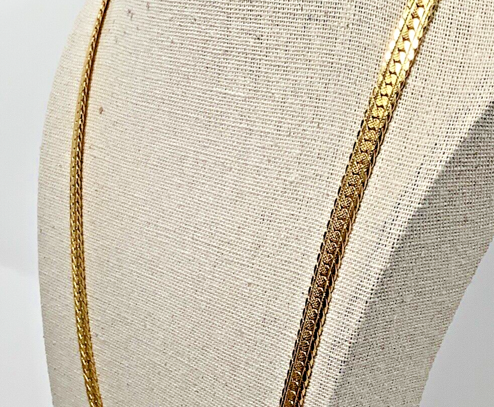 Classic Gold-Tone Flat Snake Chain-Necklace - lays flat - 24