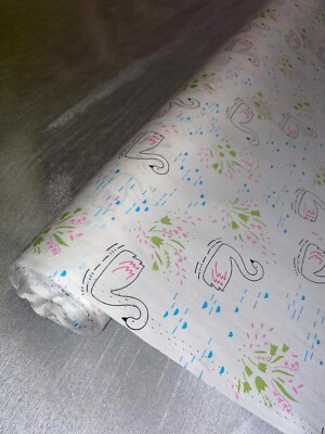 1 mtr Rose und Hubble weiß Schwan Druck 100 % Baumwolle Stoff..45'' breit